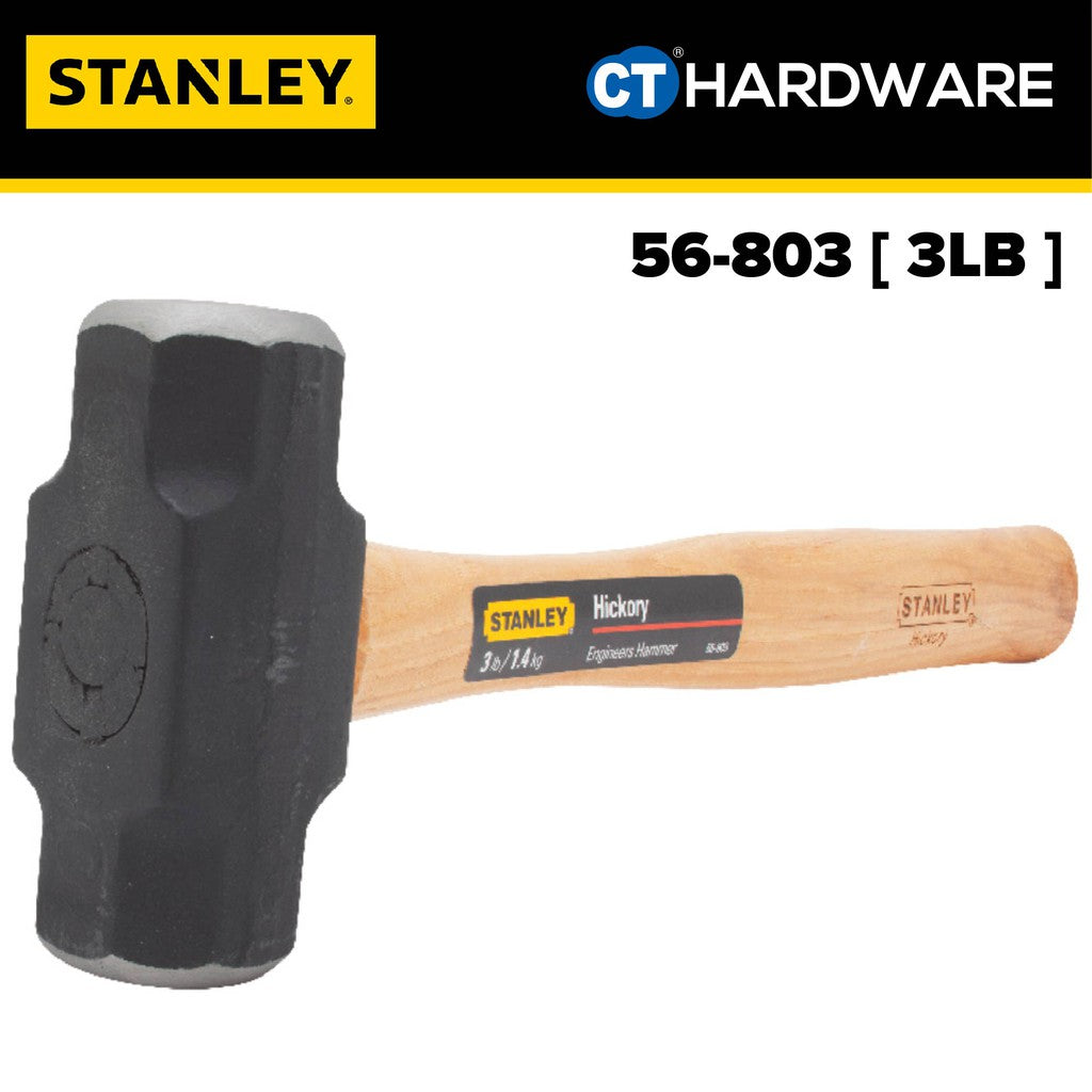 STANLEY CONTRACTOR GRADE HICKORY HANDLE ENGINEERING HAMMER 130MM 5-1/8" 3LB/4LB