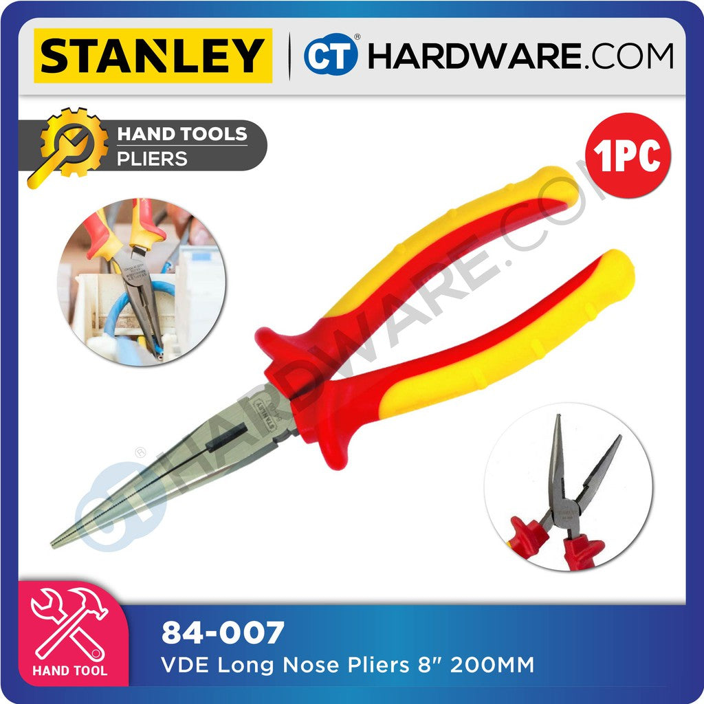 STANLEY 84006 / 84007 VDE LONG NOSE PLIERS 6" / 8"
