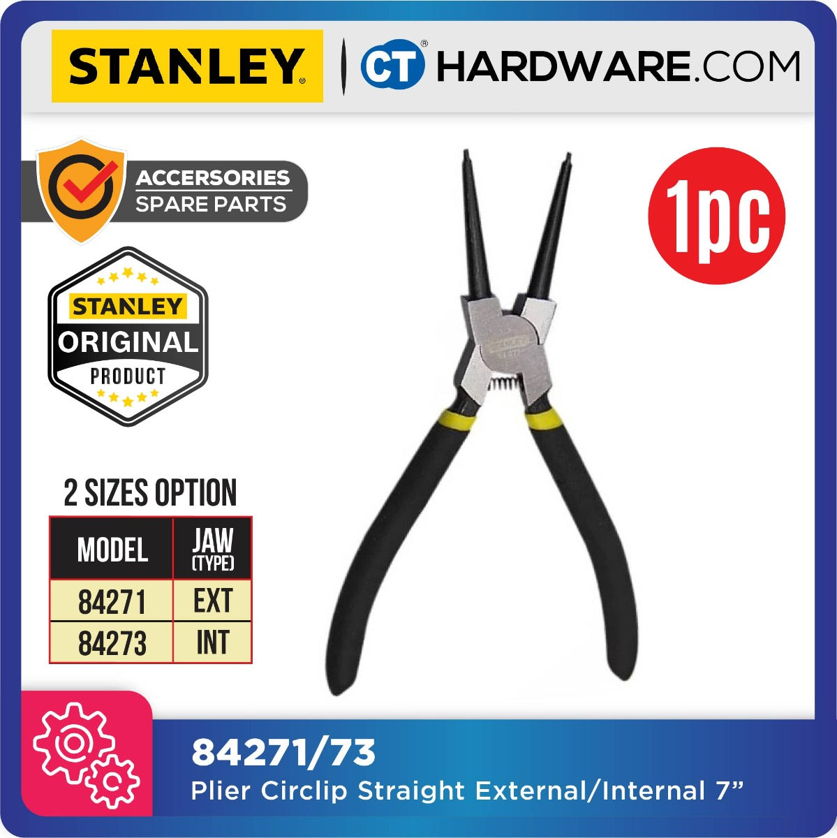 STANLEY STRAIGHT INTERNAL/EXTERNAL CIRCLIP PLIER