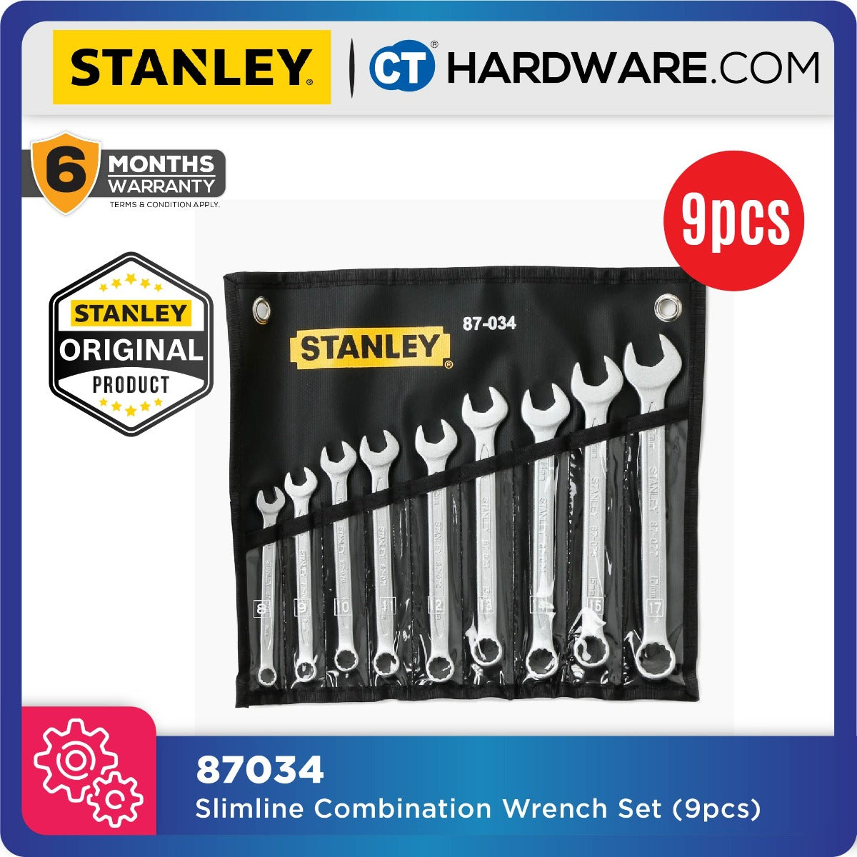 Stanley 87-034-1 Slimline Combination Wrench Set 9pcs (8-17mm)