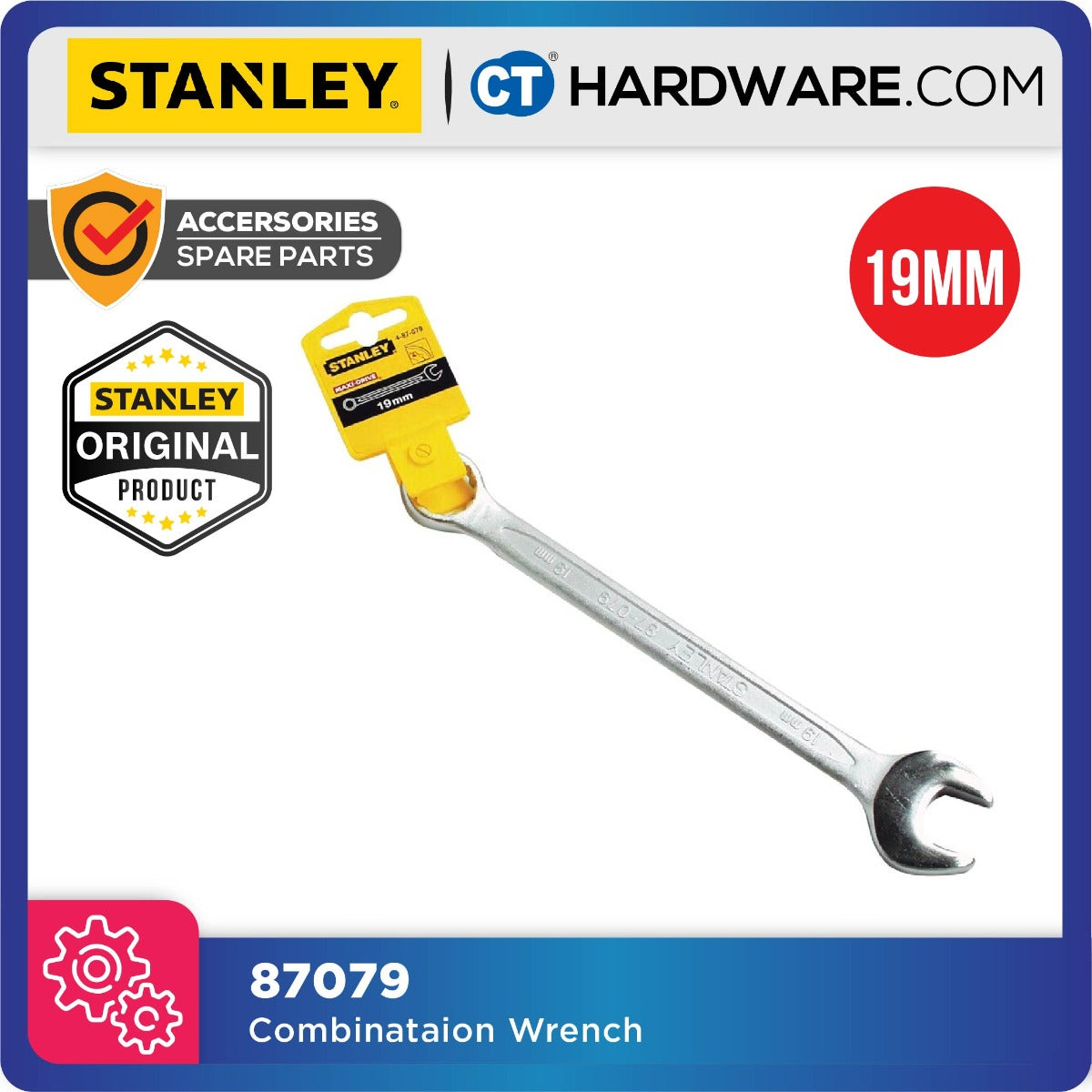 STANLEY COMBINATION WRENCH SLIMLINE, SIZE FROM 7MM TO 19MM