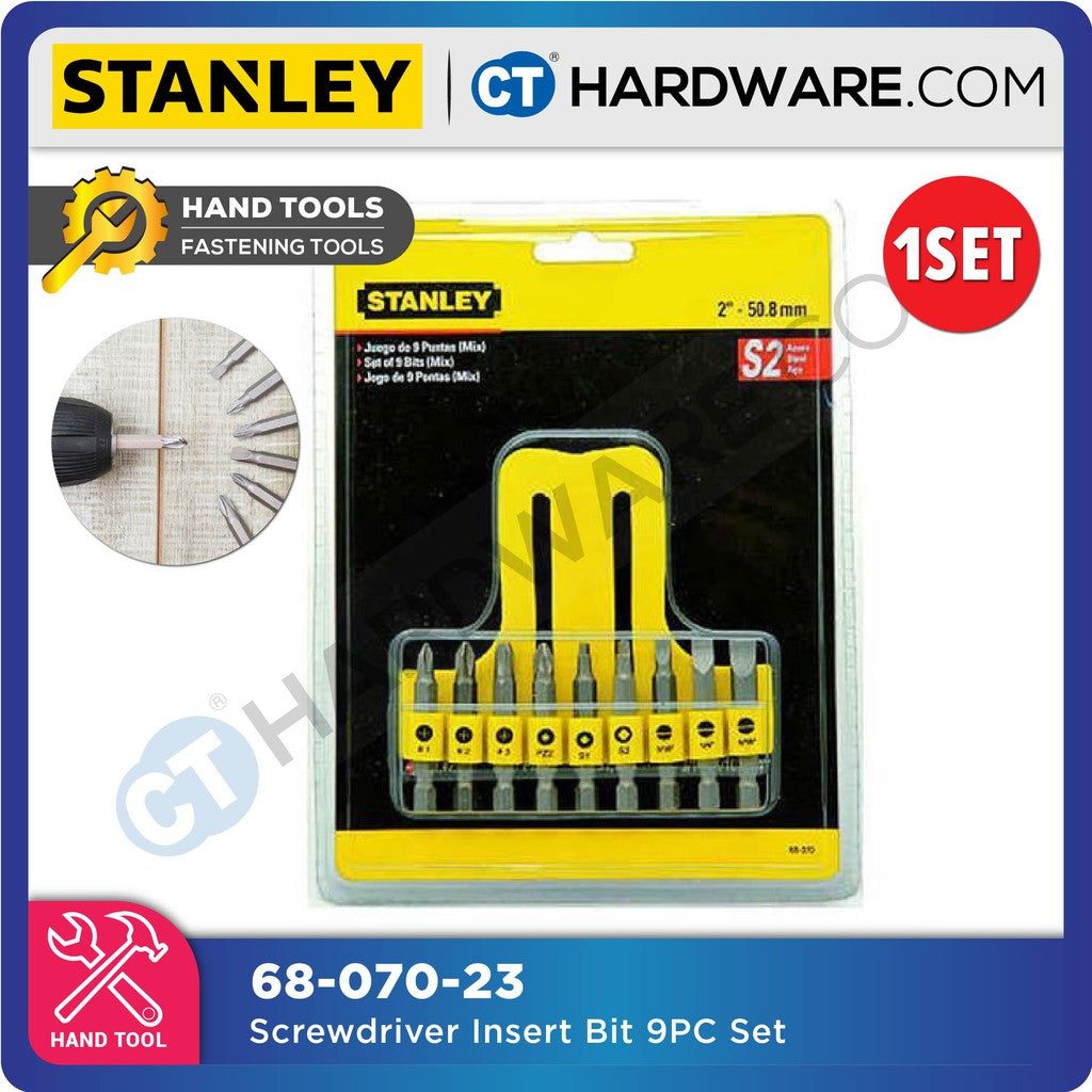 STANLEY 68-070-23 SCREWDRIVER INSERT BIT 9PC SET