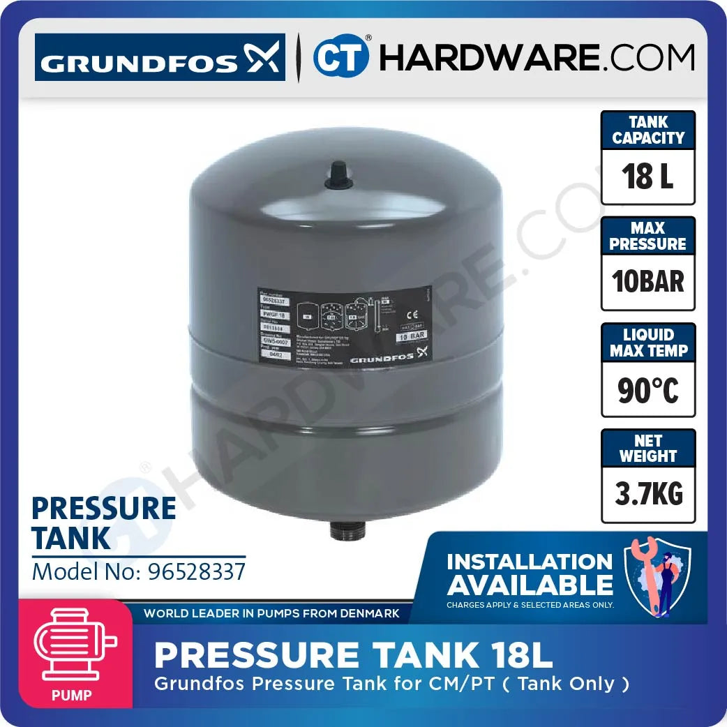 Grundfos 96528337 Pressure Tank for CM/PT - Grey Colour (18L/1")