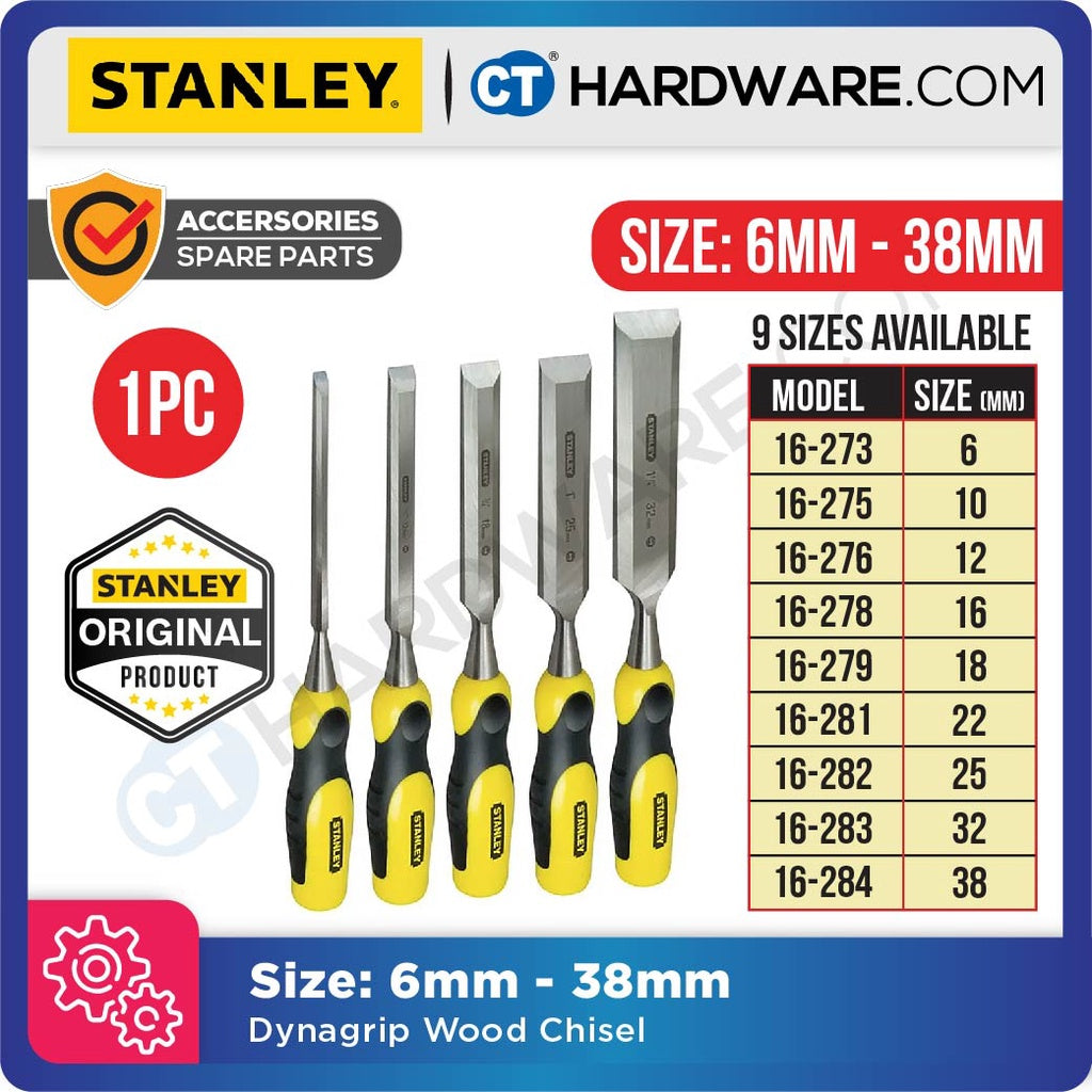 STANLEY (1PC) DYNAGRIP WOOD CHISEL SIZE 10MM | 12MM | 16MM | 18MM | 22MM | 25MM | 32MM | 38MM
