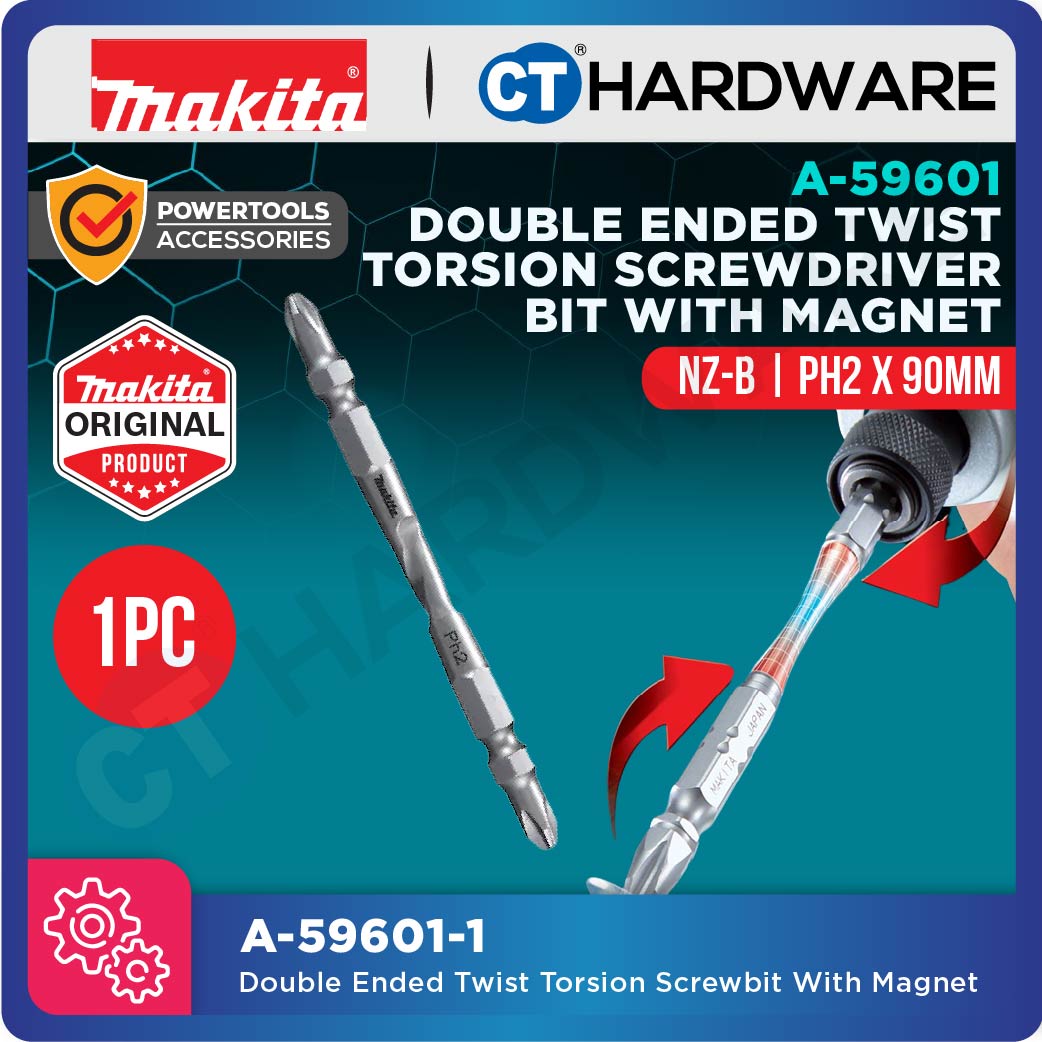 Makita A-59601 Double Ended Twist Torsion Screw Bit E-Form With Magnet PH2 90mm (1pc)