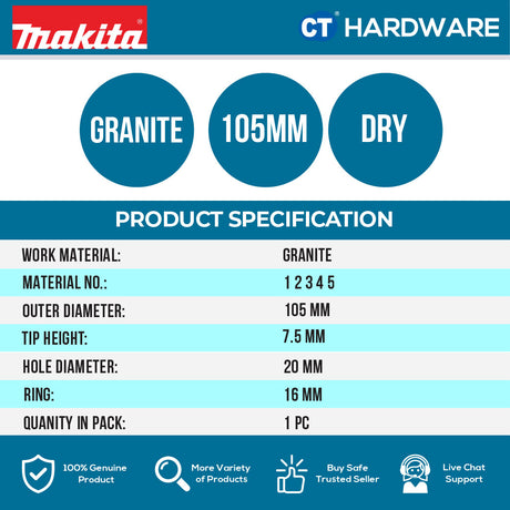 MAKITA A84090 Diamond Wheel 105mm (Dry Segmented)