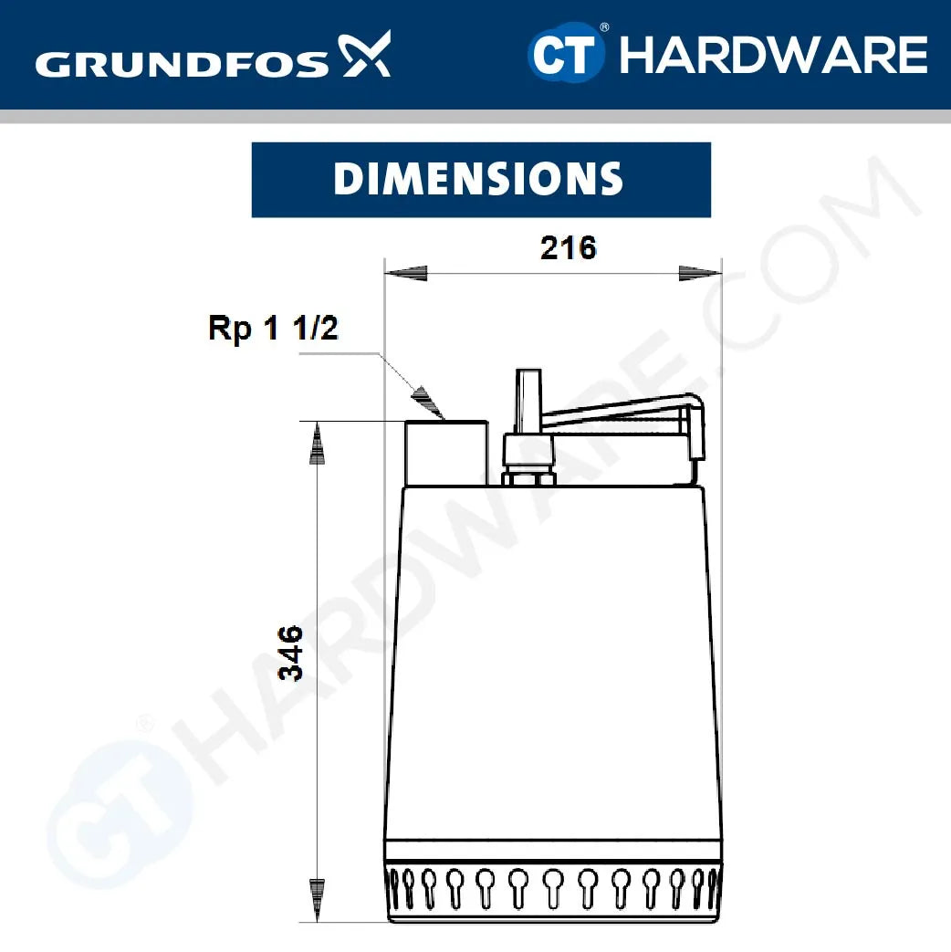 Grundfos UNILIFT AP124008A1 Stainless Steel Submersible Drainage Pump with Float Switch 0.8kW