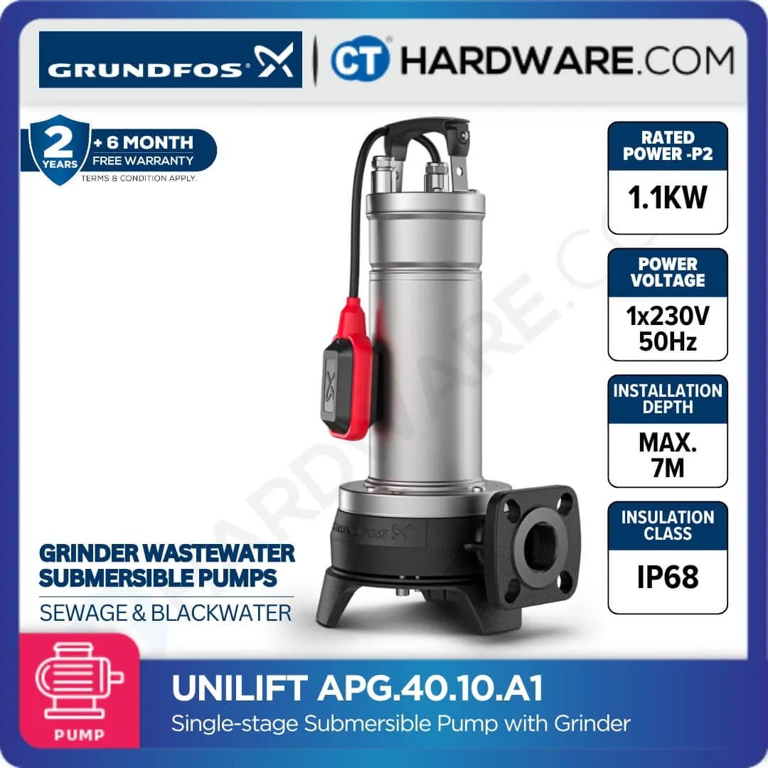 Grundfos UNILIFT APG.40.10.A1 Automatic Submersible Wastewater Grinder Pumps 1kW