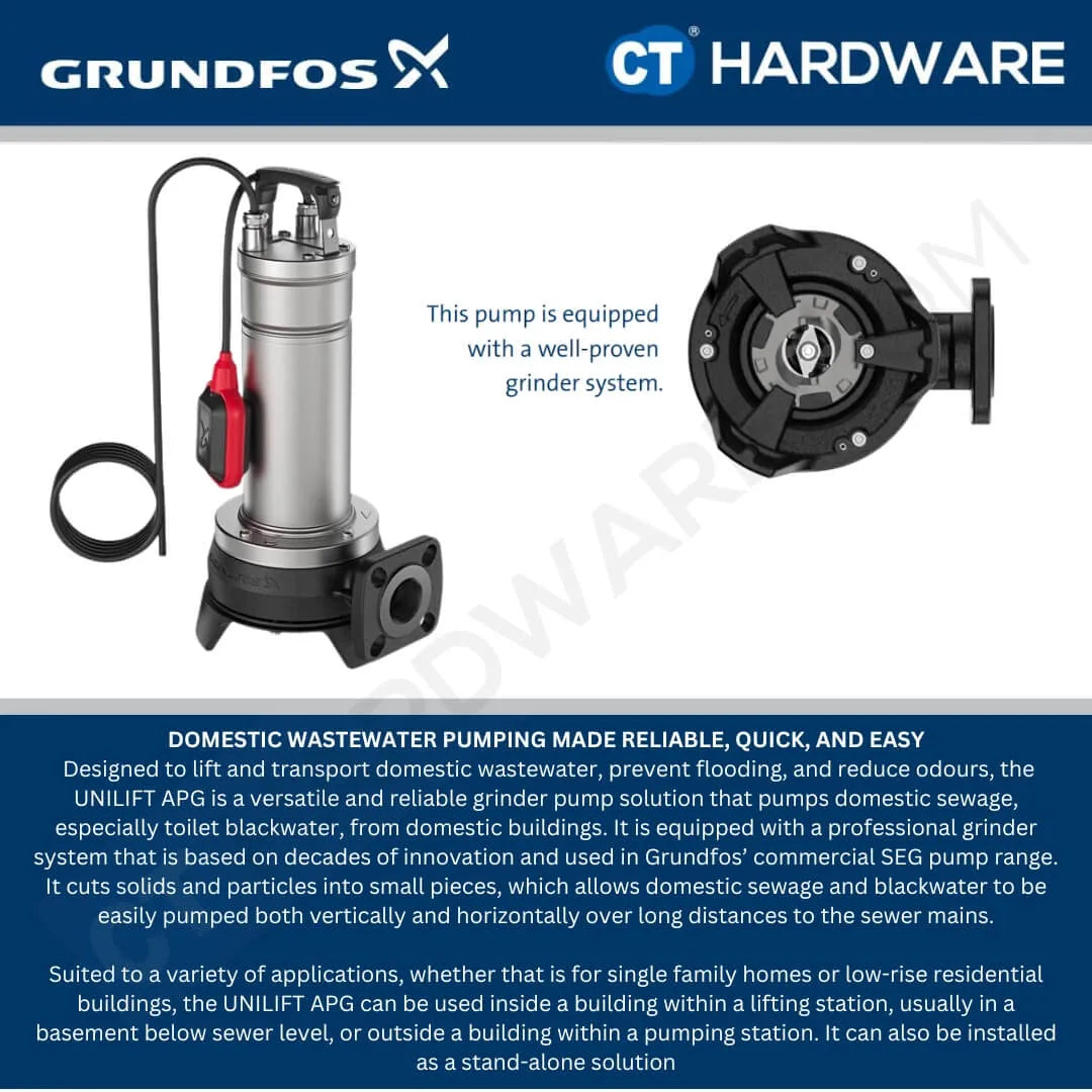 Grundfos UNILIFT APG.40.10.A1 Automatic Submersible Wastewater Grinder Pumps 1kW