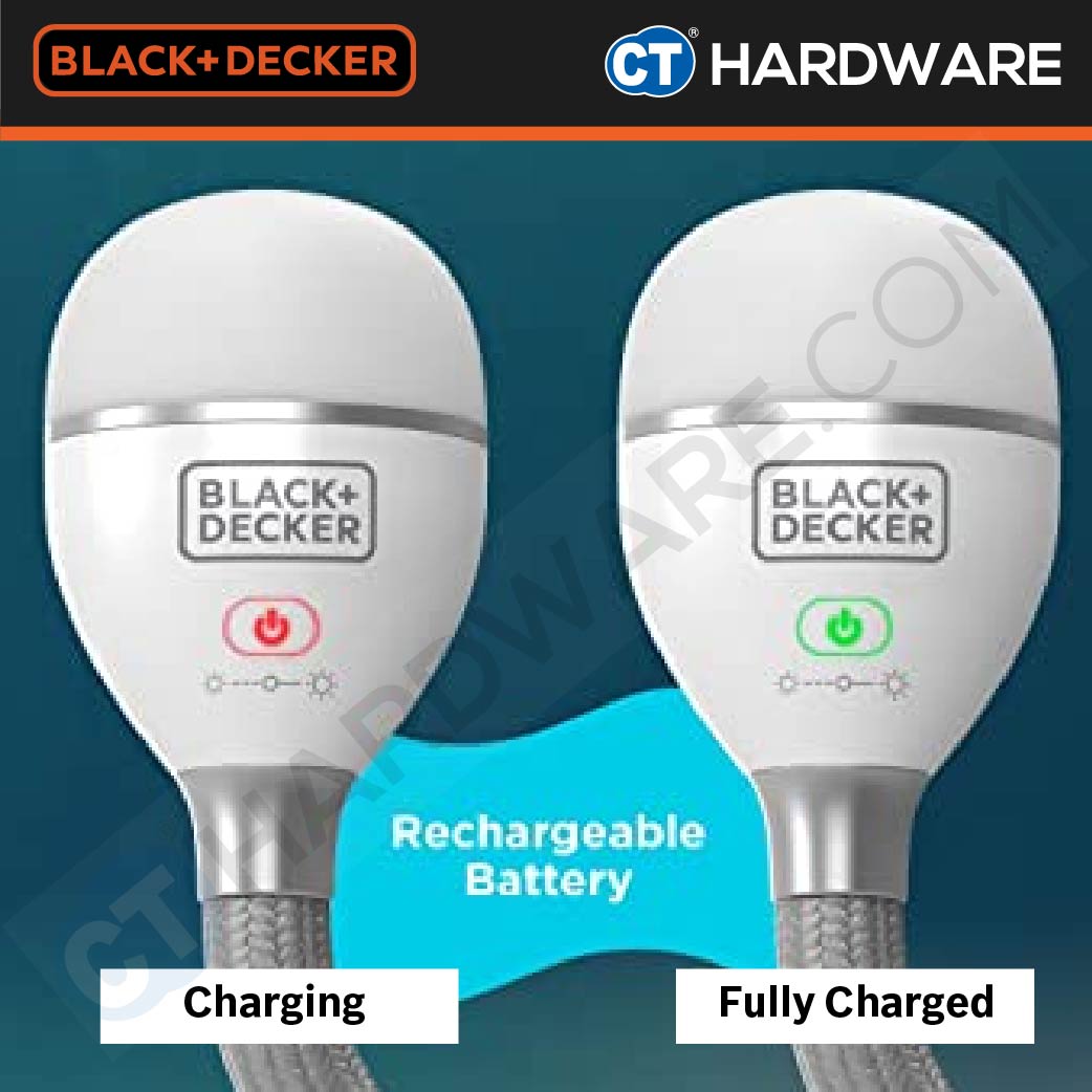 BLACK+DECKER BDCFSL01 2-in-1 Flexible LED Snake Light With USB Rechargeable Battery 4V