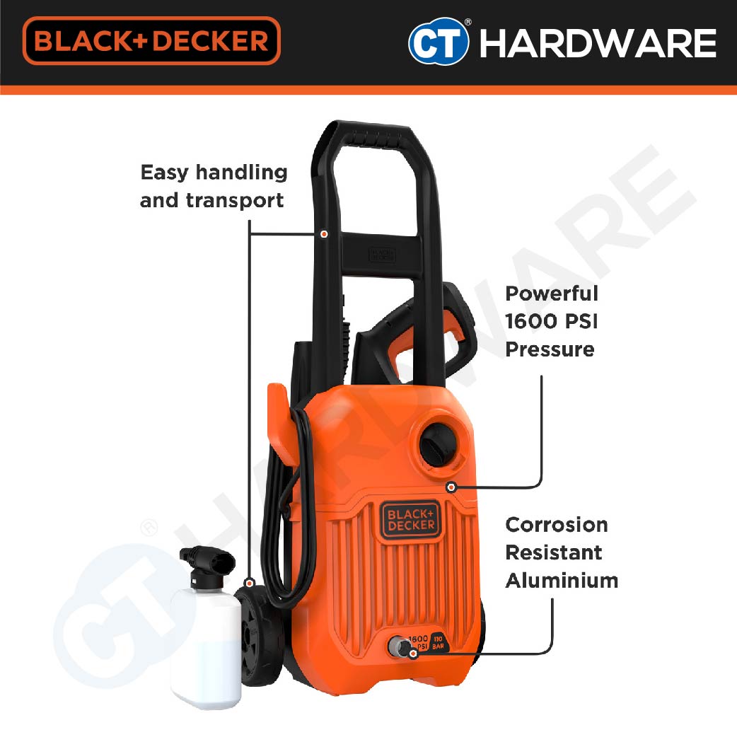 BLACK+DECKER BEPW1600L High Pressure Washer 110 Bar 1300W (Replacing Waterjet Model BW14)