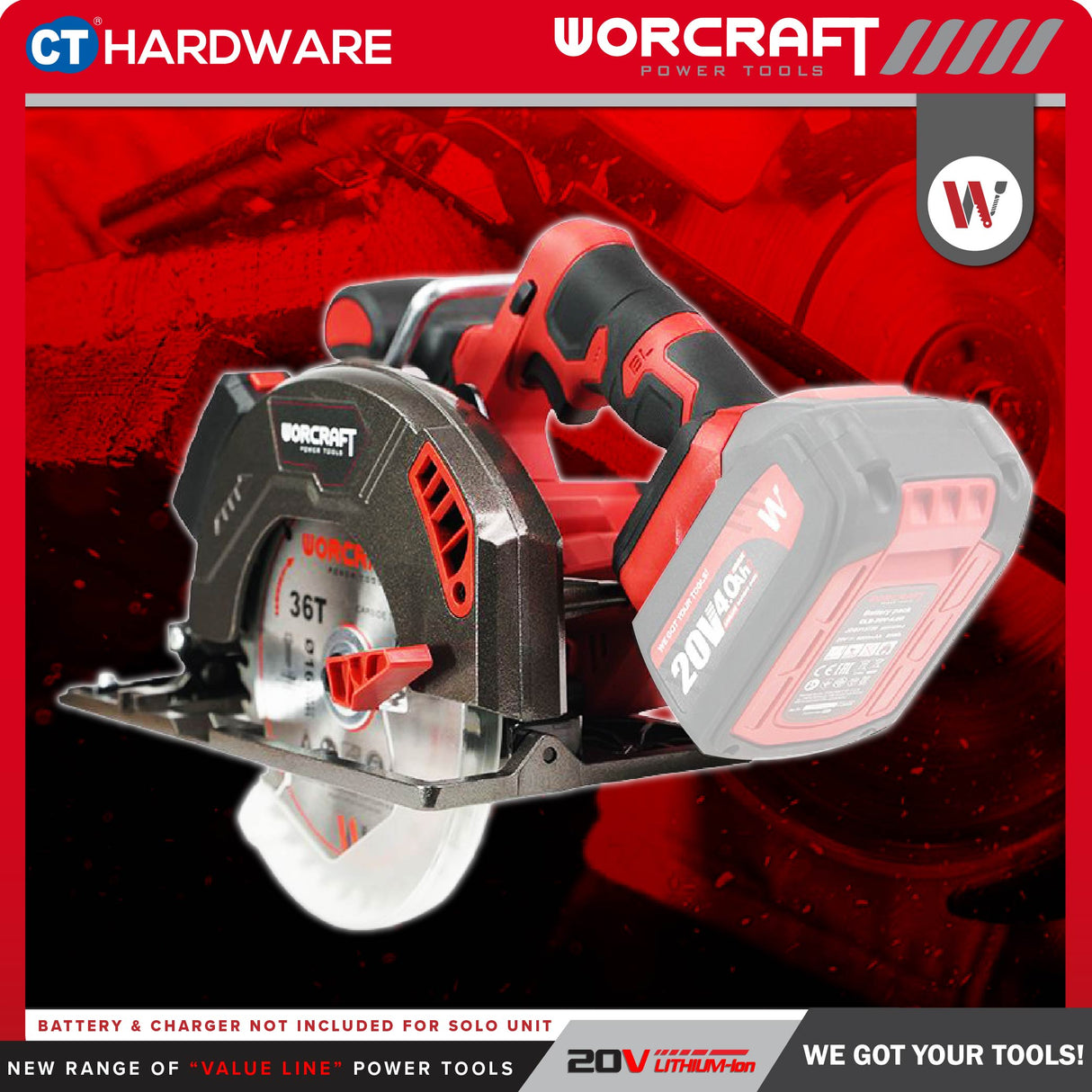 Worcraft CCS-S20LIB Cordless Brushless Circular Saw 20V | 6-1/2" 165MM