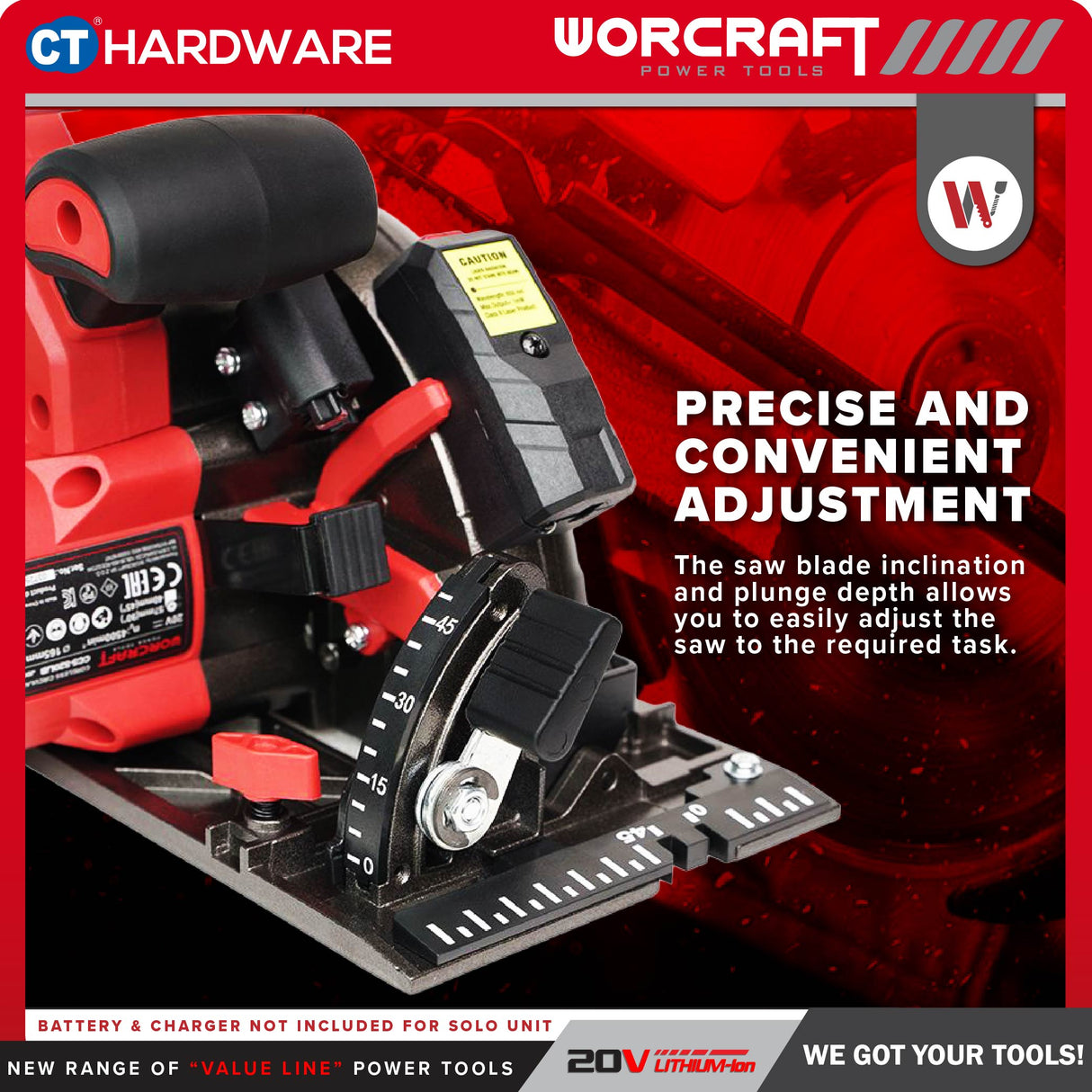 Worcraft CCS-S20LIB Cordless Brushless Circular Saw 20V | 6-1/2" 165MM