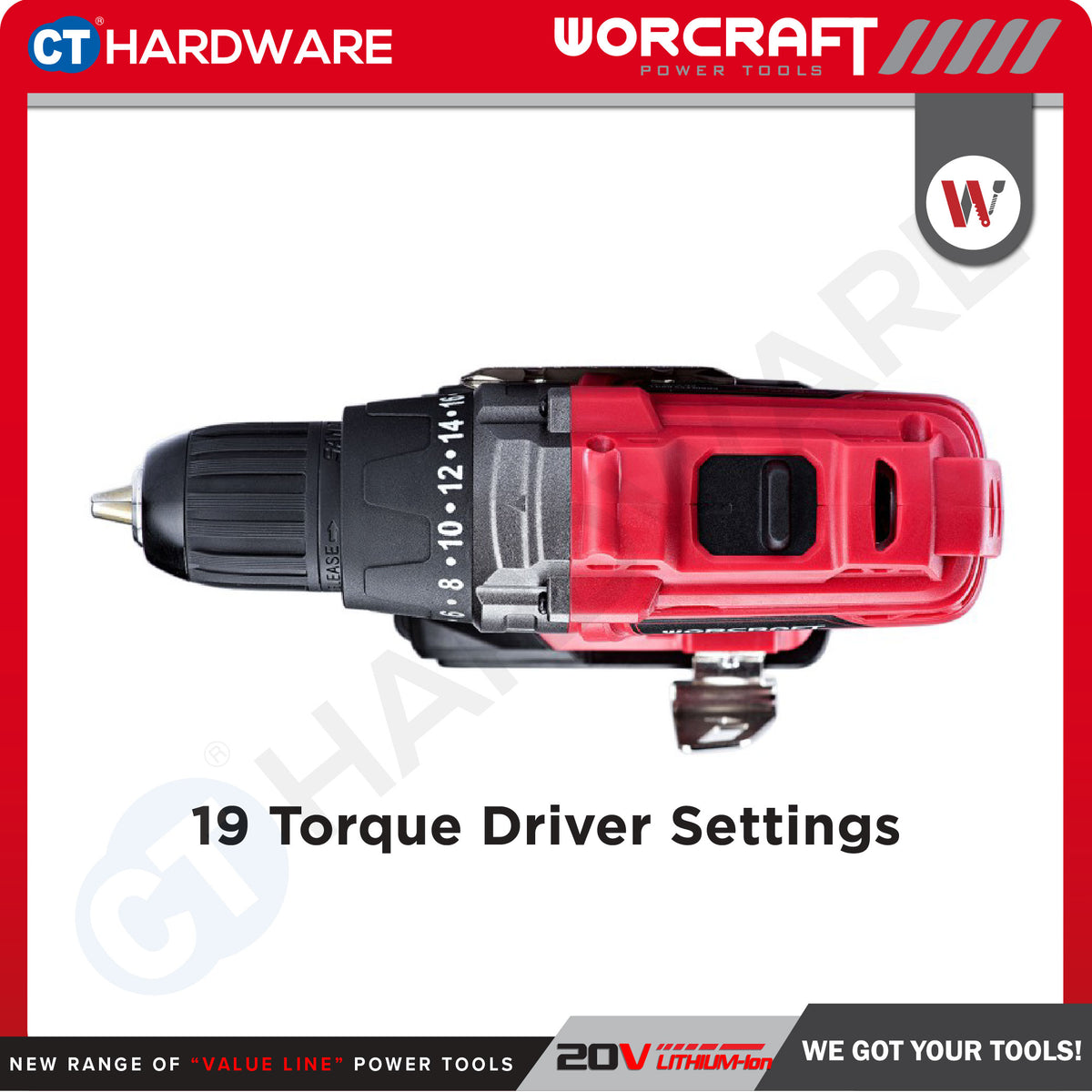 Worcraft CD-S20LiE 20V Cordless Drill Combo c/w 1x 2.0Ah Battery & Charger