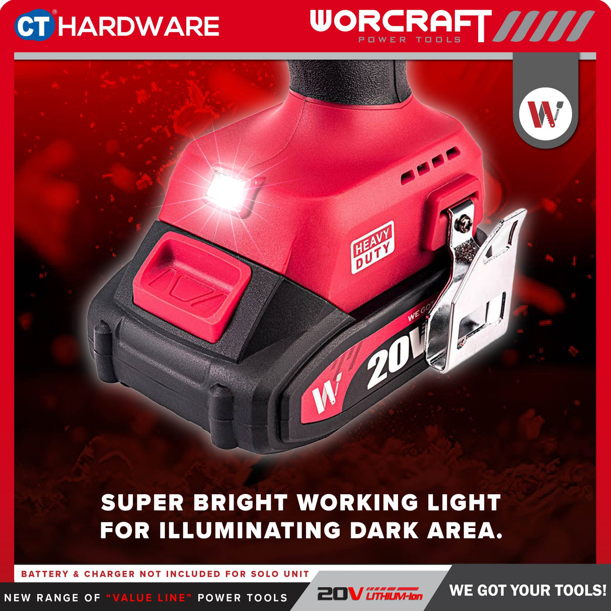 Worcraft CHD-S20LIBC Cordless Brushless Hammer Drill 20V