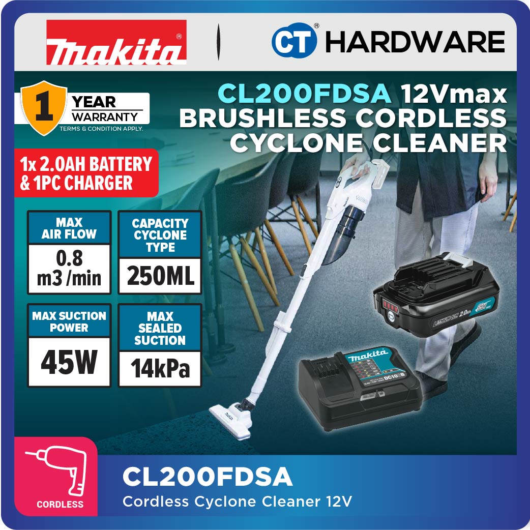 Makita CL200FDZ | CL200FDSA 12V Cordless Cyclone Vacuum Cleaner | Vakum Tanpa Wayar Sedutan Kuat | 无线吸尘器