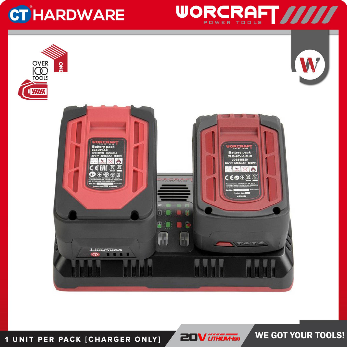 WORCRAFT CLC-20V-45D TWO PORT BATTERY CHARGER 20V (CLC20V45D)