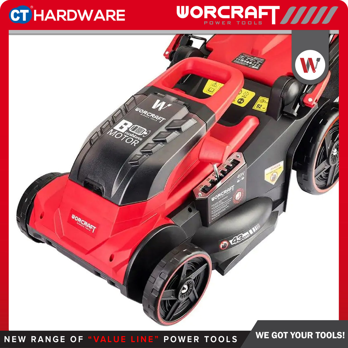 Worcraft CLM-S40LiBL 40V Cordless Brushless Lawn Mower 17" 3300RPM