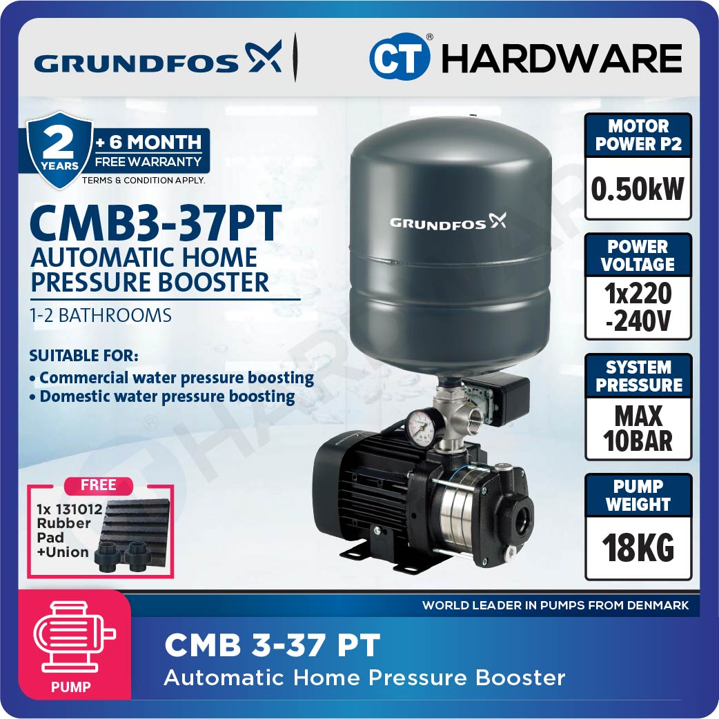 Grundfos CMB3-37PT Water Pressure Booster Pump 0.5kW 18L