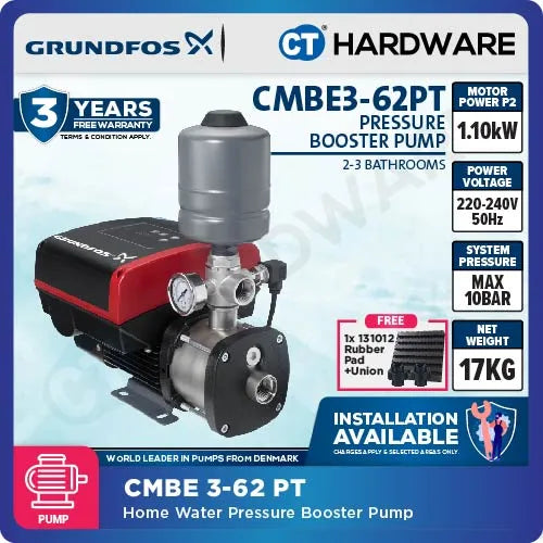 Grundfos CMBE362 Compact Water Booster Pump 1.1kW 2L Variable Speed