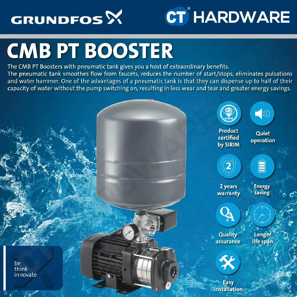 Grundfos CMB3-37PT Water Pressure Booster Pump 0.5kW 18L