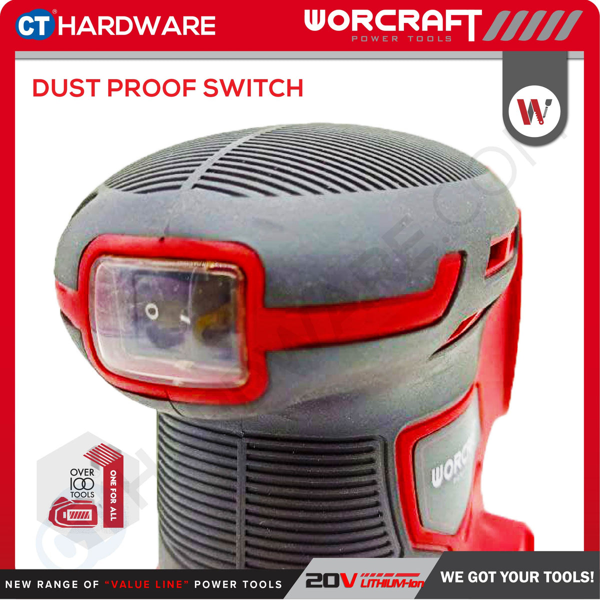 Worcraft CPMSS20Li 20V Cordless Palm Sander Combo c/w 1x 4.0Ah Battery & Charger