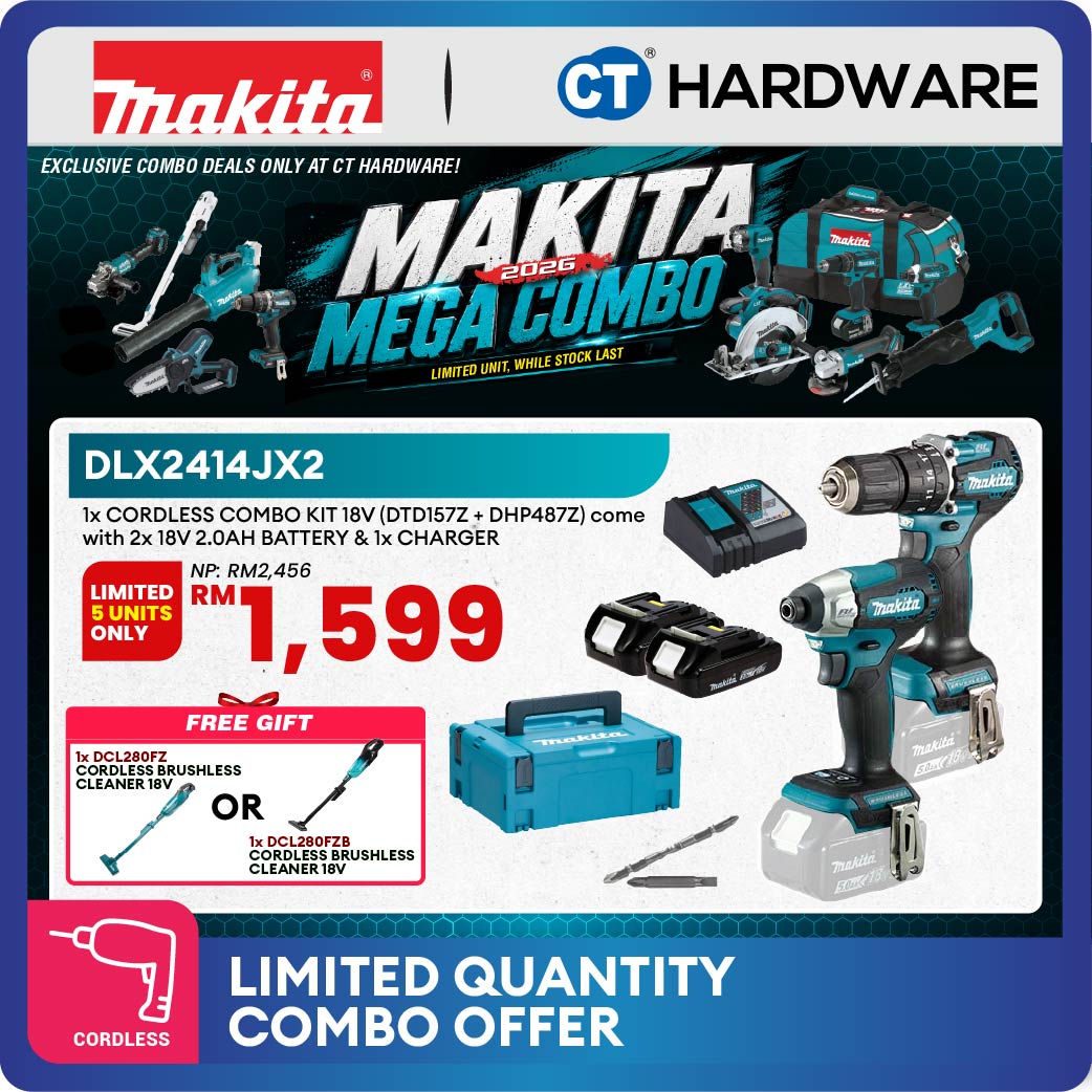 Makita DLX2414JX2 2-Tool Combo Set DTD157Z + DHP487Z LXT 18V Cordless Brushless Impact Driver and Hammer Driver Drill