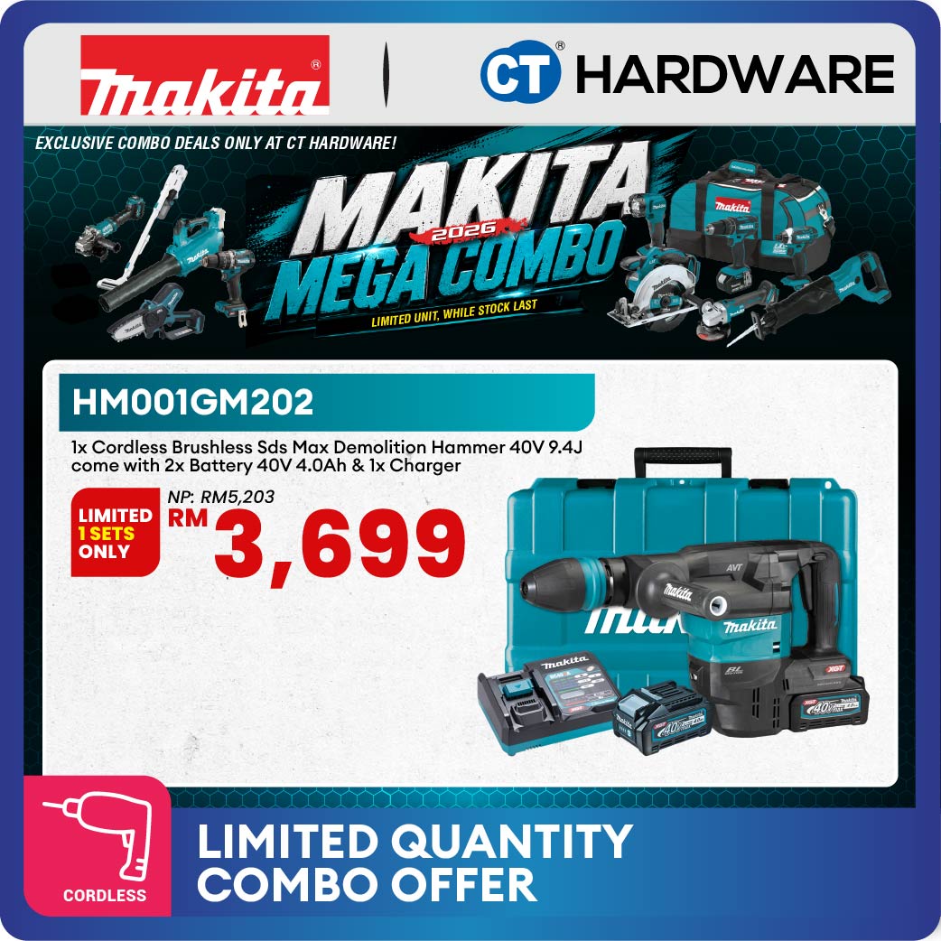 Makita HM001GZ XGT 40Vmax Cordless Brushless SDS-MAX Demolition Hammer 9.4J
