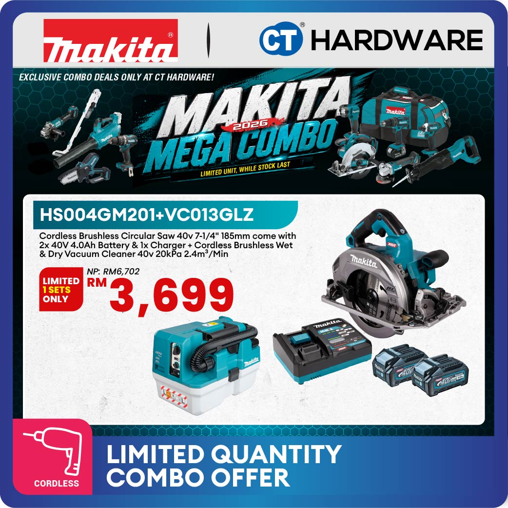 Makita HS004GM201 + VC013GLZ 2-Tool Combo Set XGT 40Vmax Cordless Brushless 185mm Circular Saw and Wet and Dry Vacuum Cleaner