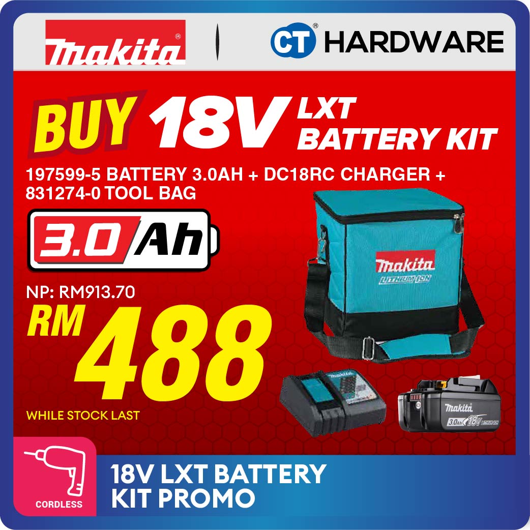 Makita LXT 18V Battery and Rapid Charger Kit With Tool Bag