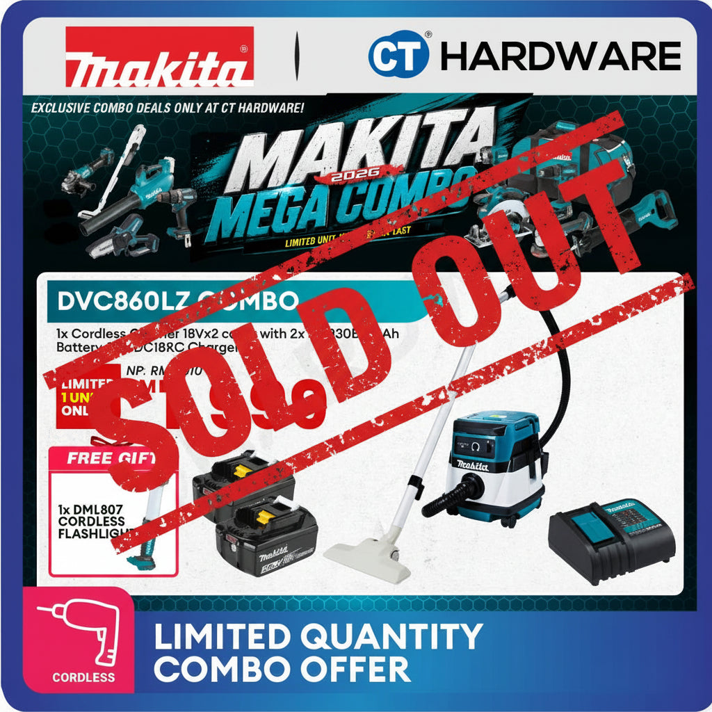 Makita DVC860LZ LXT 18Vx2 Cordless and Corded Wet and Dry Vacuum Cleaner 8L With 2×3.0Ah Batteries and Charger Kit