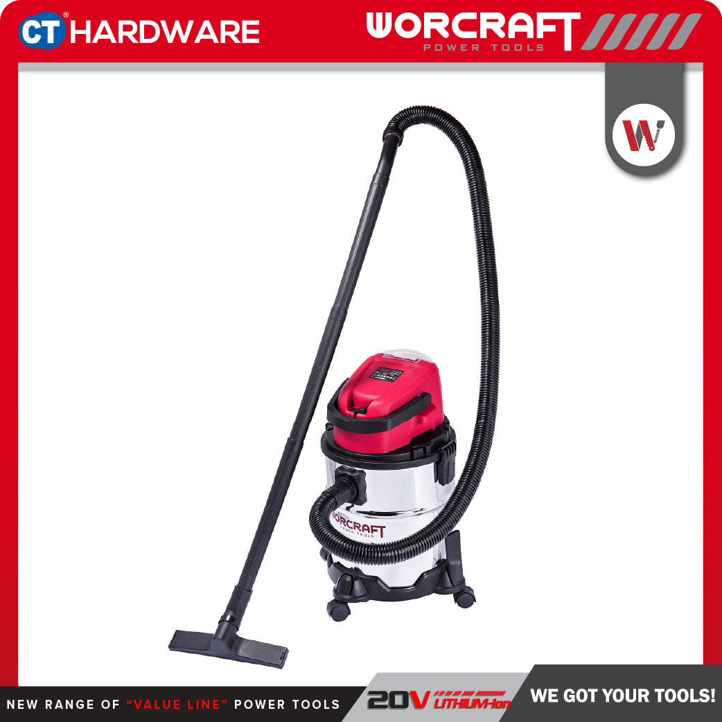 Worcraft CVCS-S20Li20 20V Cordless Wet & Dry Vacuum Cleaner 20L Combo c/w 1x 4.0Ah Battery & Charger