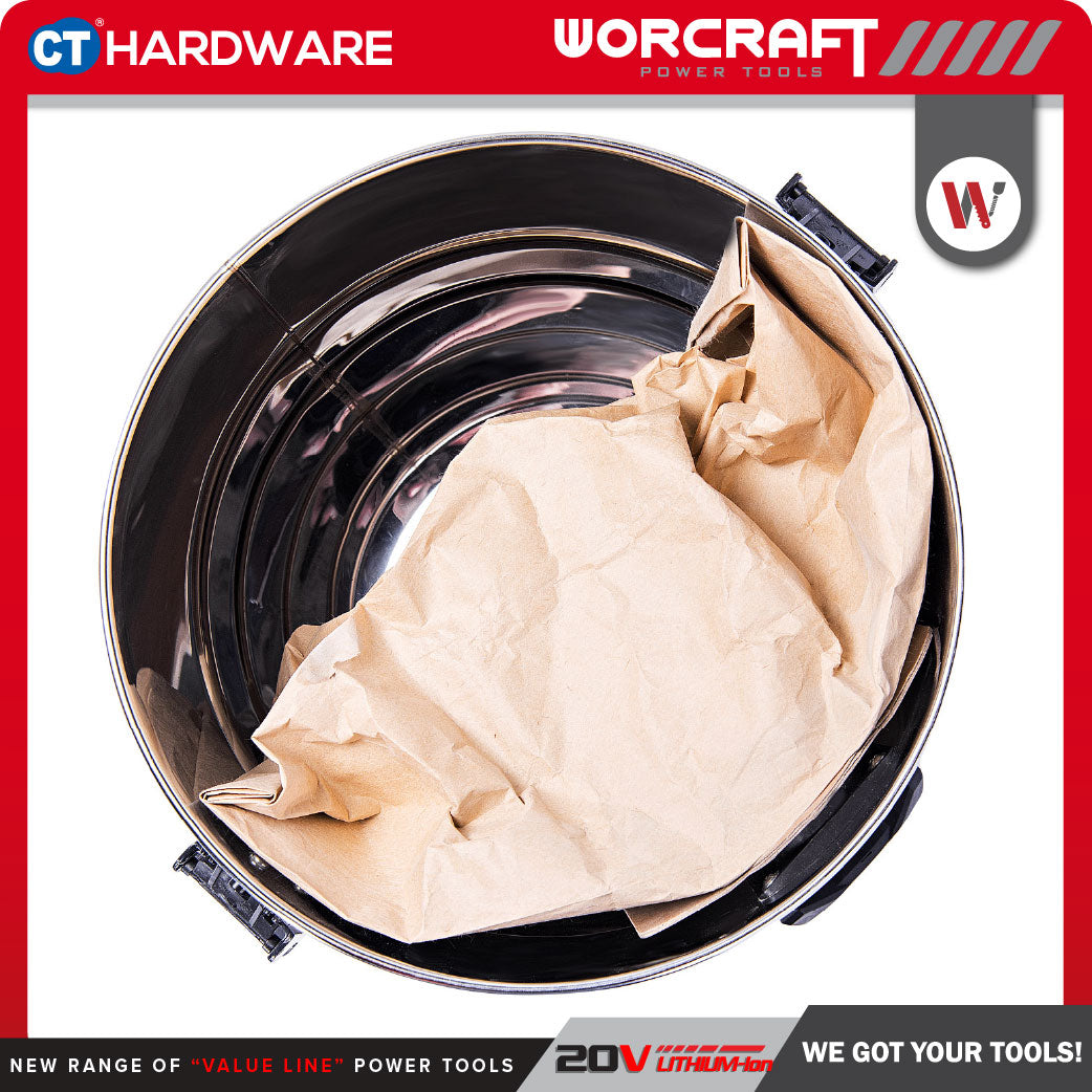 Worcraft CVCS-S20Li20 20V Cordless Wet & Dry Vacuum Cleaner 20L Combo c/w 1x 4.0Ah Battery & Charger