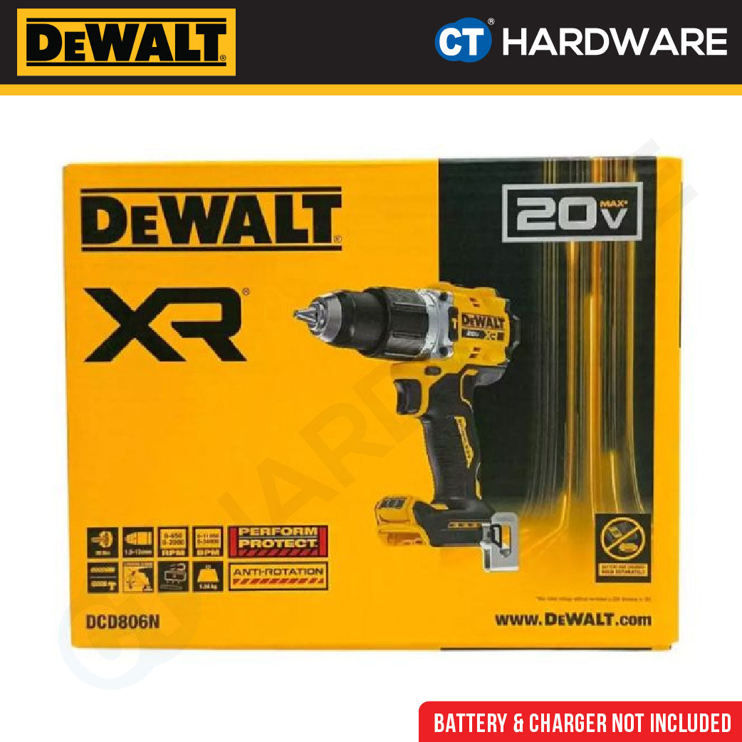 DeWalt DCD806N Hammer Drill 20V 13mm 90Nm (Tool Only In Carton Box)