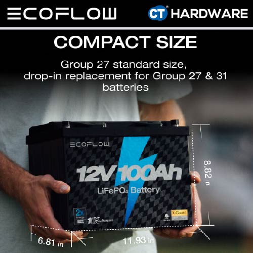 Ecoflow ECOFLOW12V100AH Battery 12V | 100Ah | 1280WH | 30-70LB