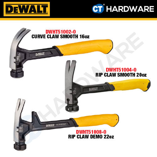 DeWalt Steel Claw Hammer 16oz, 20oz, 22oz