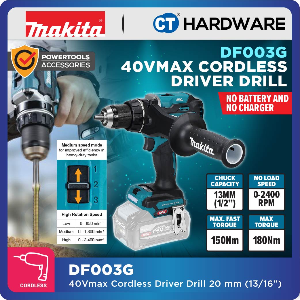 Makita DF003GZ XGT 40Vmax Cordless Driver Drill 180NM (Body Only)