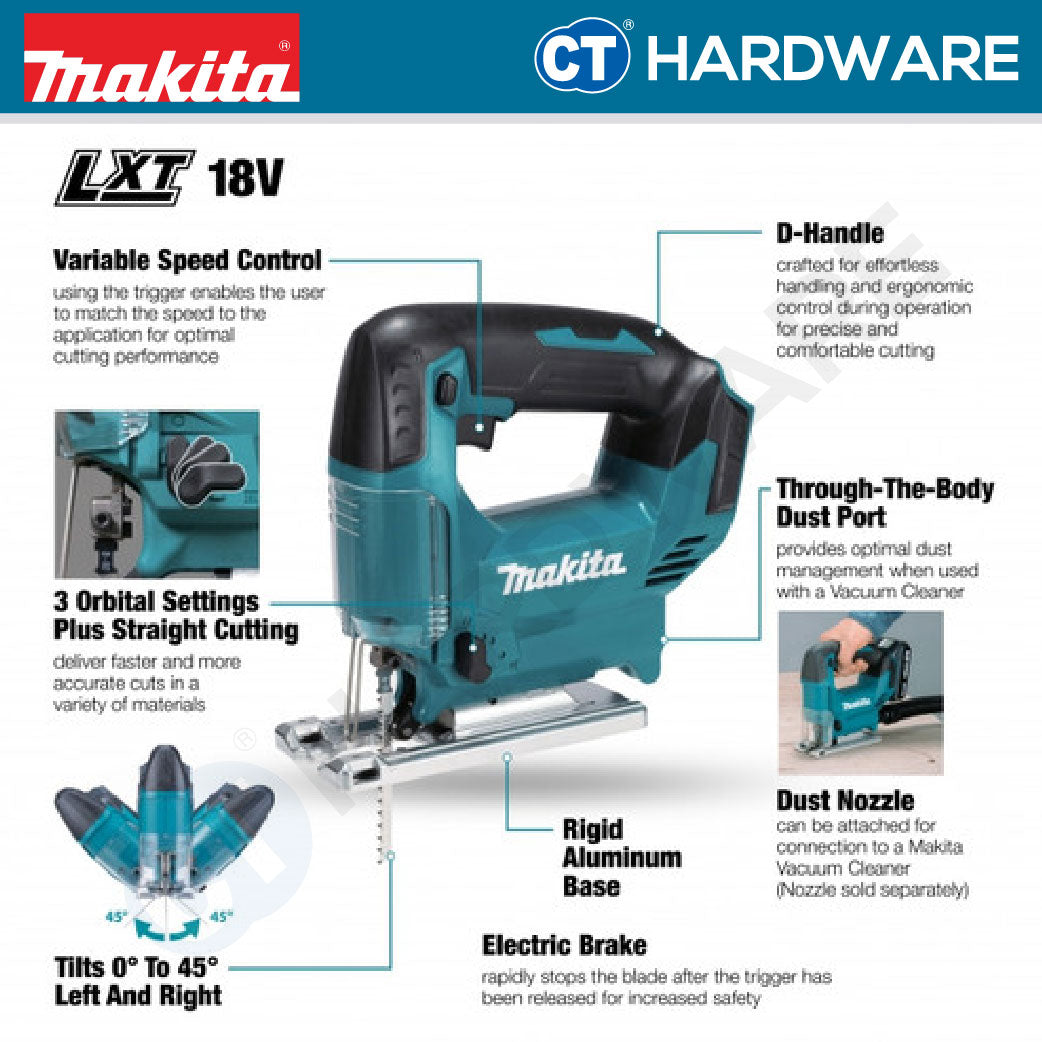 MAKITA DJV186Z CORDLESS JIGSAW 11/16" 18MM 0-2900SPM WITHOUT BATTERY AND CHARGER