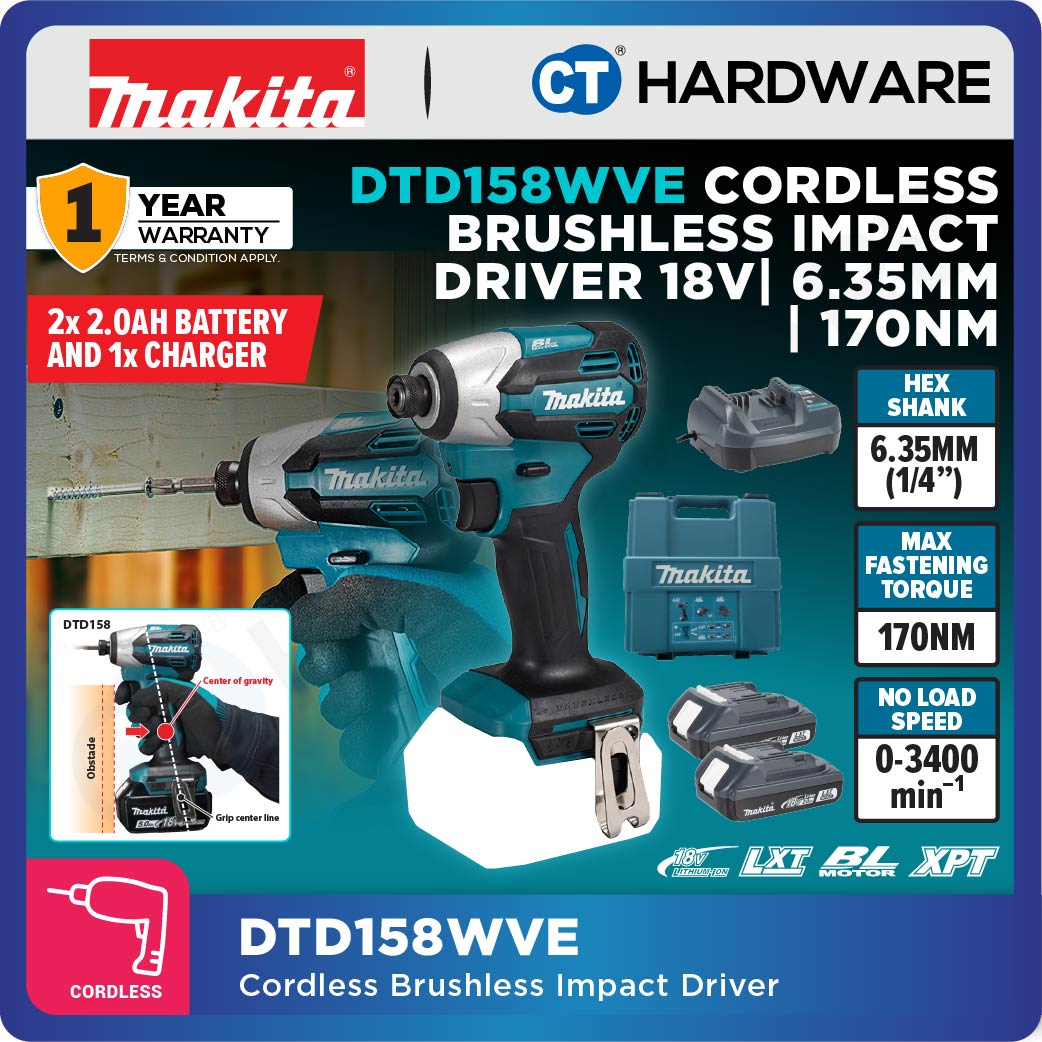 Makita DTD158Z | DTD158WVE LXT 18V Cordless Impact Driver 170NM (Body Only | 2-Battery)