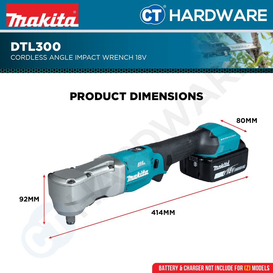 Makita DTL300Z Cordless Angle Impact Wrench 18V | 1/2" | 310-340NM Without Battery and Charger
