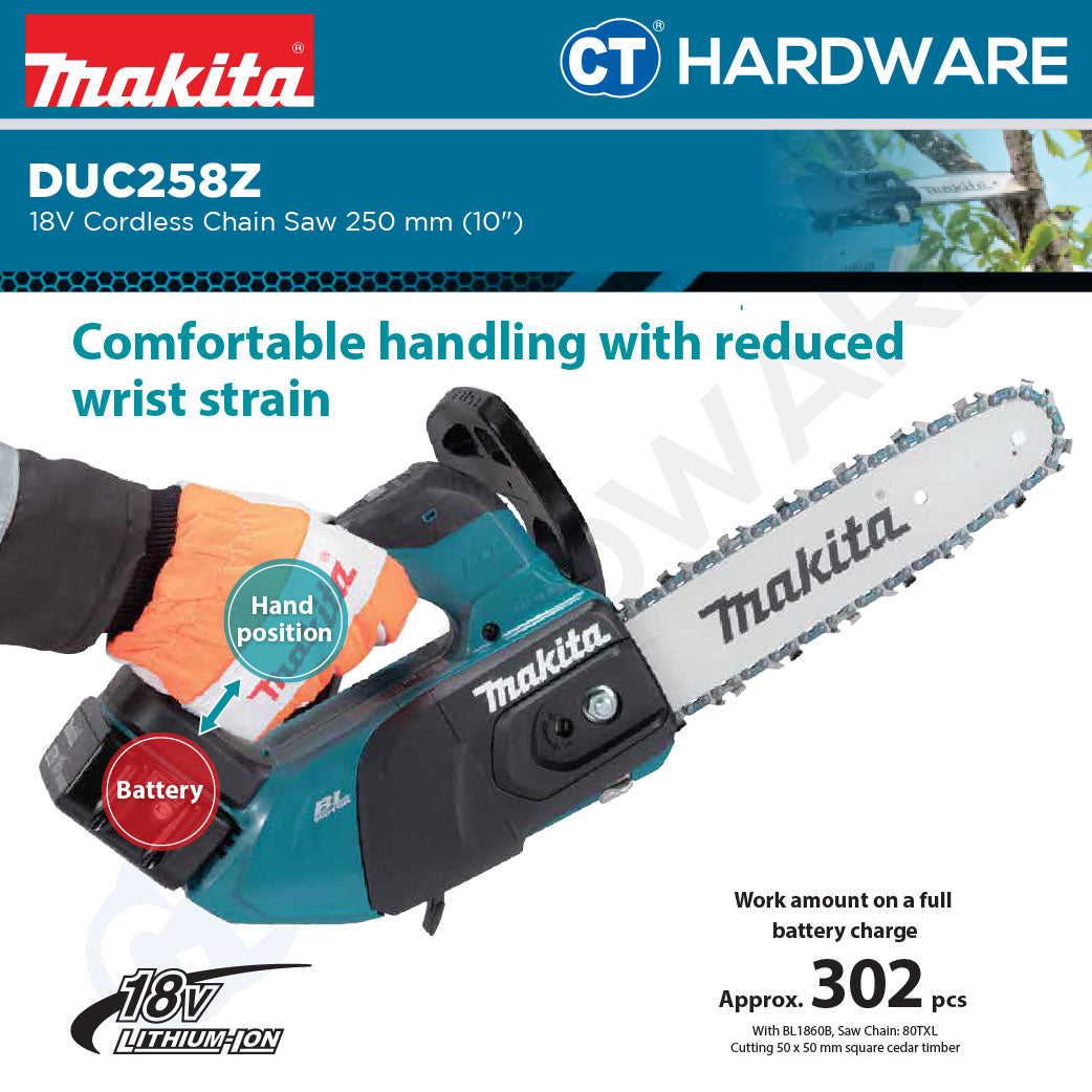 Makita DUC258Z 18V Cordless Chain Saw 250 mm (10") Without Battery and Charger