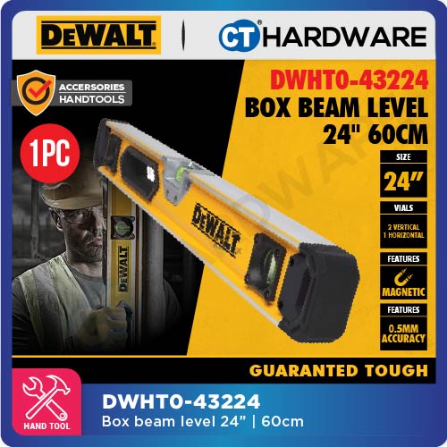 DEWALT DWHT42801 | DWHT42802 | DWHT0-43224 | DWHT0-43248 BOX BEAM LEVEL 4" | 6" | 24" | 48" - 1PC