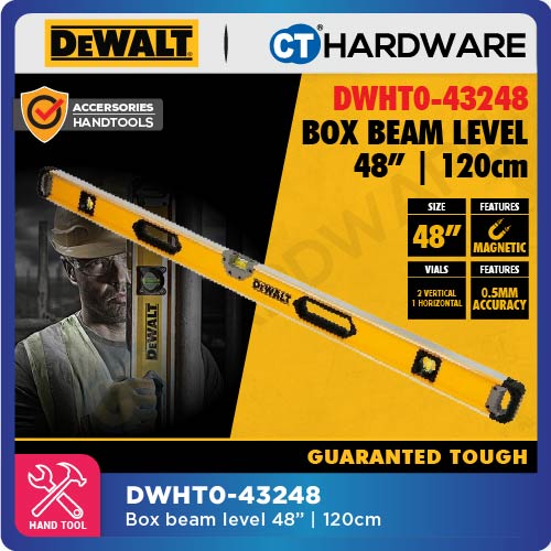 DEWALT DWHT42801 | DWHT42802 | DWHT0-43224 | DWHT0-43248 BOX BEAM LEVEL 4" | 6" | 24" | 48" - 1PC