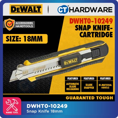 DeWalt DWHT0-10249 Cartridge Snap-Off Knife 18mm c/w 3pcs Blades