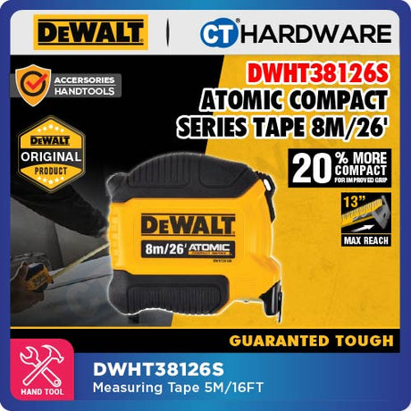 DEWALT DWHT38113-5 | DWHT38126S COMPACT MEASURING TAPE 5M/16FT / ATOMIC MEASURING TAPE  8M/26"