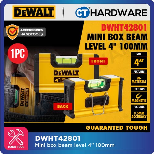 DEWALT DWHT42801 | DWHT42802 | DWHT0-43224 | DWHT0-43248 BOX BEAM LEVEL 4" | 6" | 24" | 48" - 1PC