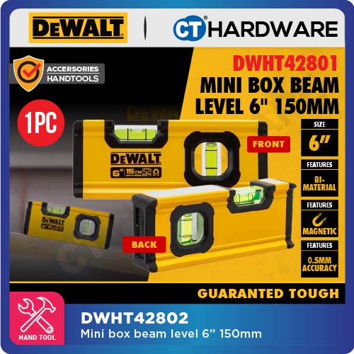 DEWALT DWHT42801 | DWHT42802 | DWHT0-43224 | DWHT0-43248 BOX BEAM LEVEL 4" | 6" | 24" | 48" - 1PC