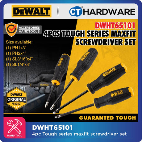 DEWALT DWHT65101 | DWHT65102 TOUGH SERIES MAXFIT SCREWDRIVER SET 4PCS / 8PCS - 1PACK