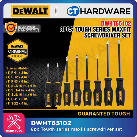 DEWALT DWHT65101 | DWHT65102 TOUGH SERIES MAXFIT SCREWDRIVER SET 4PCS / 8PCS - 1PACK
