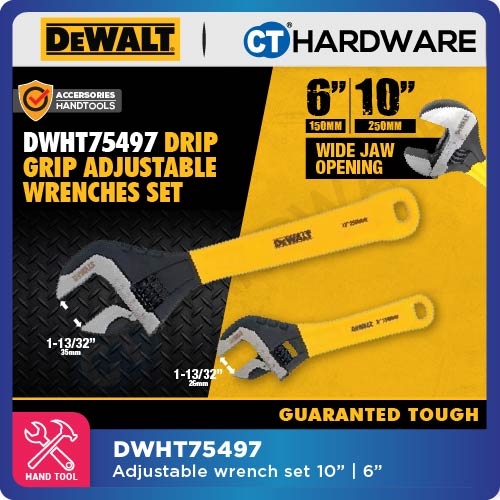 DeWalt DWHT75497 Adjustment Wrench 6" and 10" Set Dip Grip